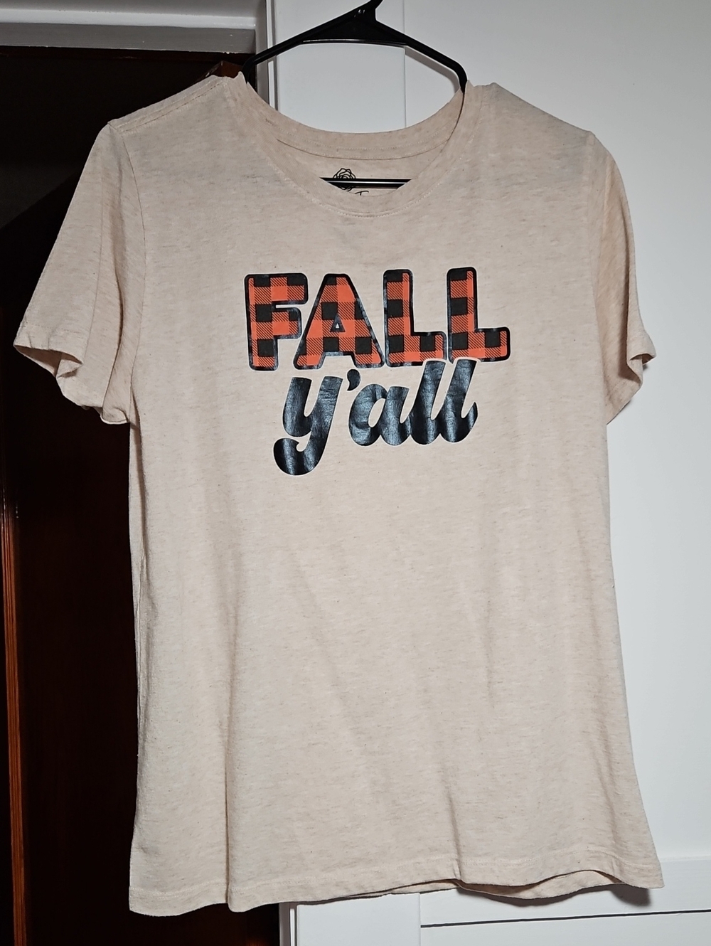 Positivitees Beige Fall Y'all Short Sleeve Autumn T-shirt Size M 8-10 EUC